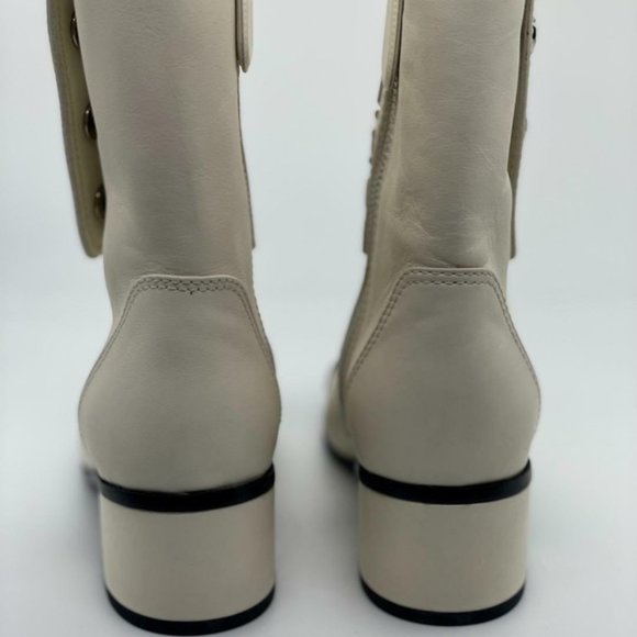 CHANEL 19B Two Tone Calfskin Leather Signature Logo Lace Up Booties Boots - Picture 10 of 14